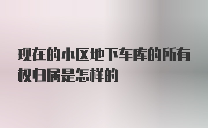 现在的小区地下车库的所有权归属是怎样的