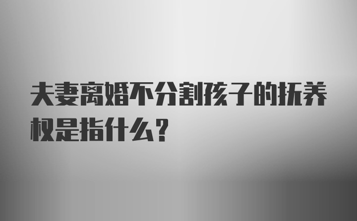 夫妻离婚不分割孩子的抚养权是指什么?