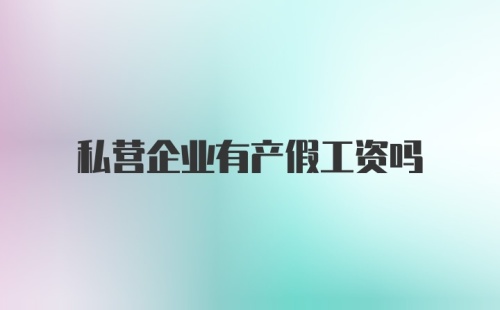 私营企业有产假工资吗