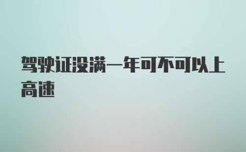 驾驶证没满一年可不可以上高速