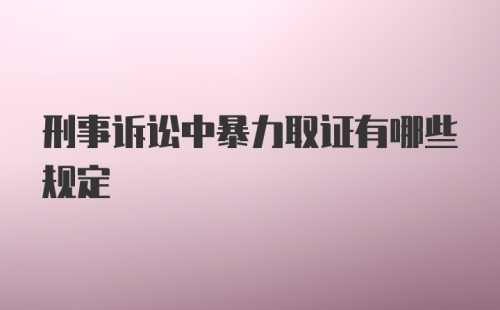 刑事诉讼中暴力取证有哪些规定