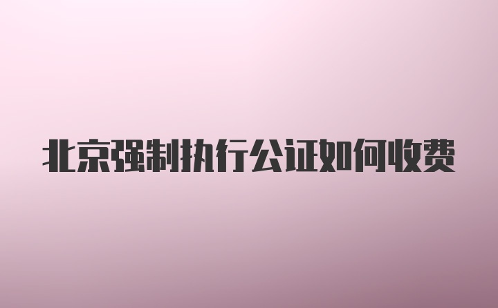 北京强制执行公证如何收费