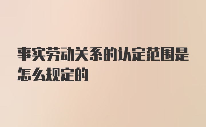 事实劳动关系的认定范围是怎么规定的