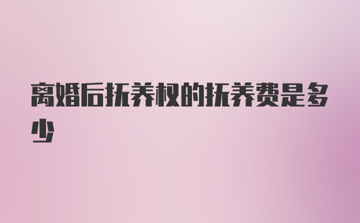 离婚后抚养权的抚养费是多少