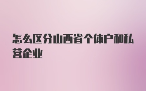 怎么区分山西省个体户和私营企业