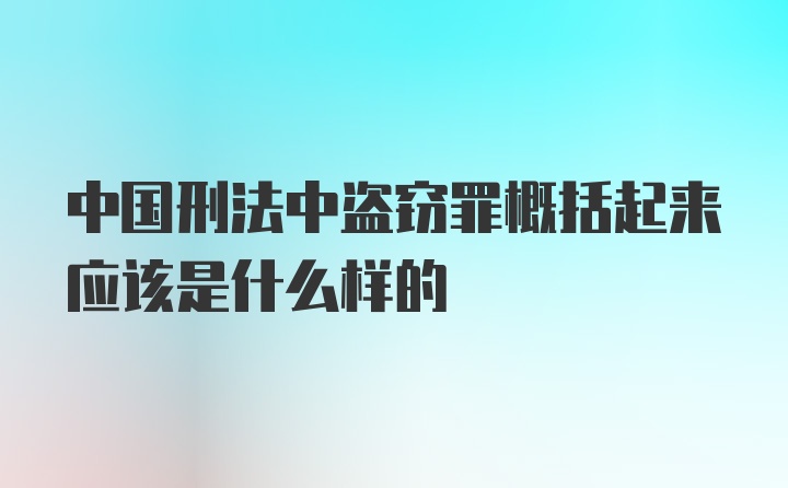 中国刑法中盗窃罪概括起来应该是什么样的