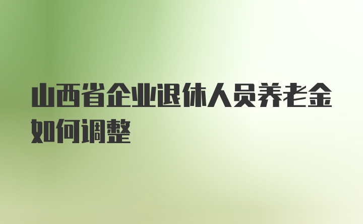 山西省企业退休人员养老金如何调整