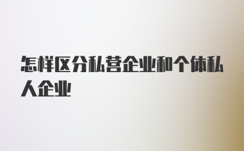 怎样区分私营企业和个体私人企业