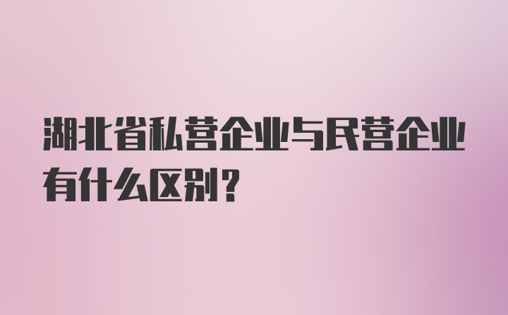 湖北省私营企业与民营企业有什么区别?