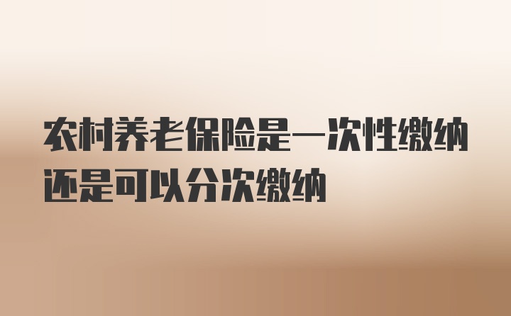 农村养老保险是一次性缴纳还是可以分次缴纳