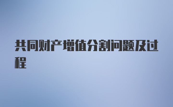 共同财产增值分割问题及过程