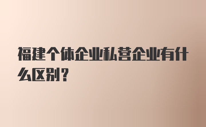 福建个体企业私营企业有什么区别？