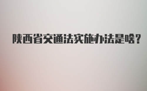 陕西省交通法实施办法是啥？