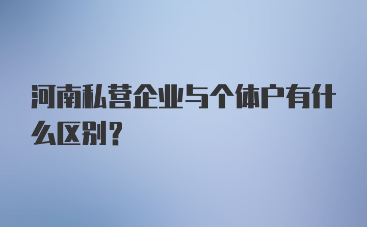 河南私营企业与个体户有什么区别？