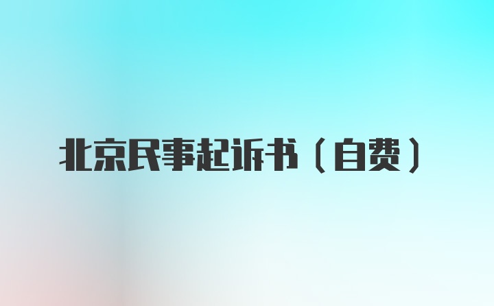 北京民事起诉书（自费）