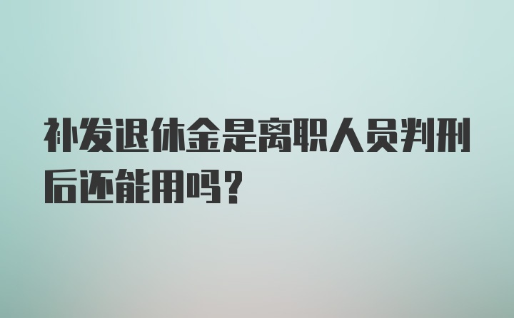 补发退休金是离职人员判刑后还能用吗？