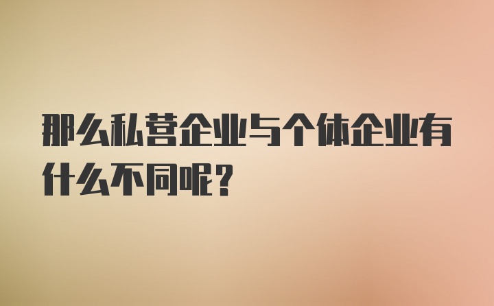 那么私营企业与个体企业有什么不同呢？