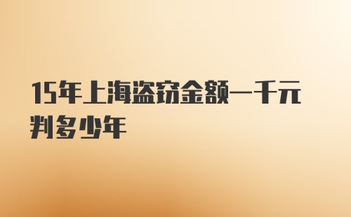 15年上海盗窃金额一千元判多少年