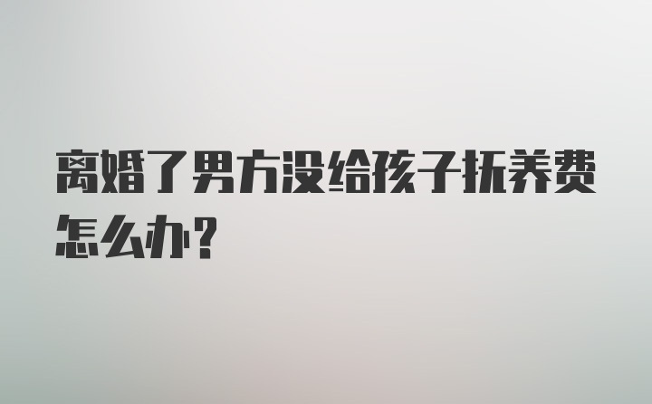 离婚了男方没给孩子抚养费怎么办？