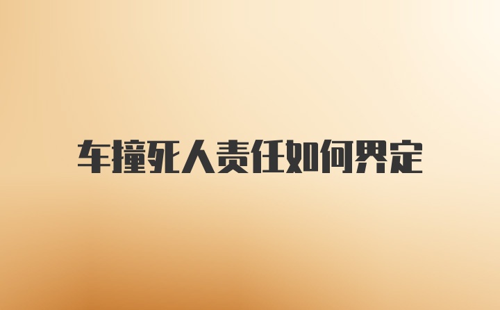 车撞死人责任如何界定