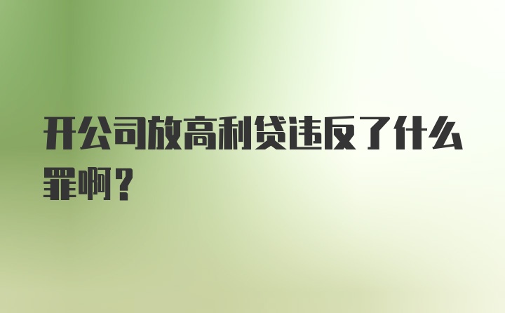 开公司放高利贷违反了什么罪啊？