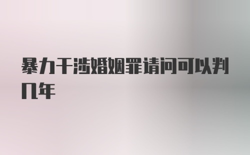 暴力干涉婚姻罪请问可以判几年