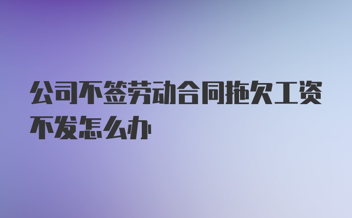 公司不签劳动合同拖欠工资不发怎么办