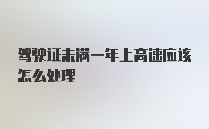 驾驶证未满一年上高速应该怎么处理