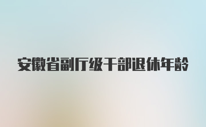 安徽省副厅级干部退休年龄