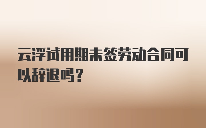 云浮试用期未签劳动合同可以辞退吗？