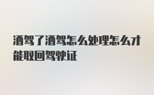 酒驾了酒驾怎么处理怎么才能取回驾驶证