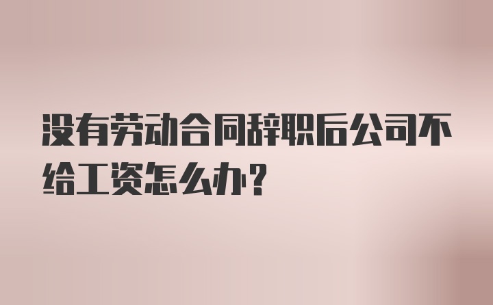 没有劳动合同辞职后公司不给工资怎么办？