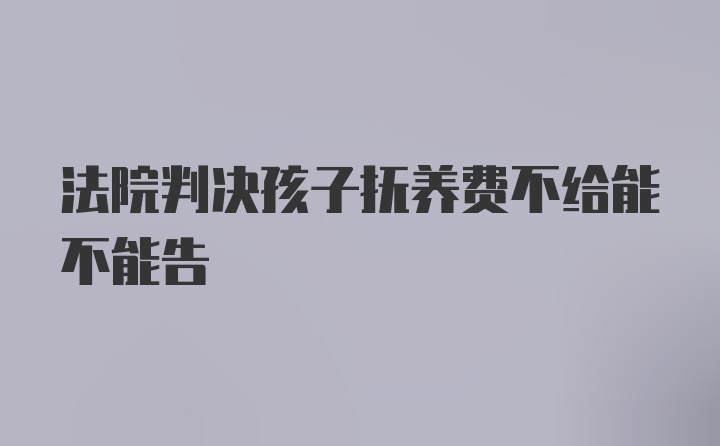 法院判决孩子抚养费不给能不能告