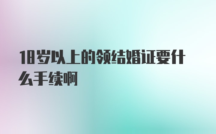 18岁以上的领结婚证要什么手续啊