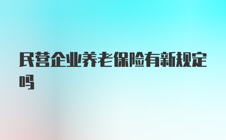 民营企业养老保险有新规定吗