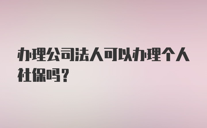 办理公司法人可以办理个人社保吗？