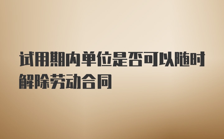 试用期内单位是否可以随时解除劳动合同