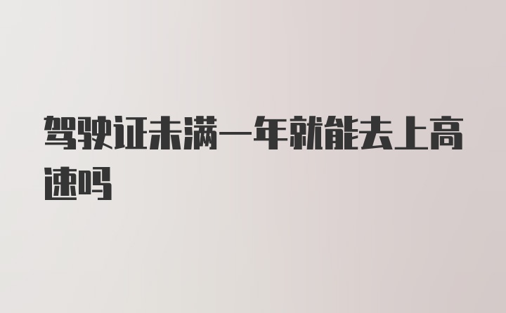 驾驶证未满一年就能去上高速吗