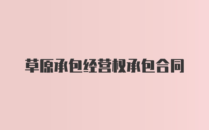 草原承包经营权承包合同