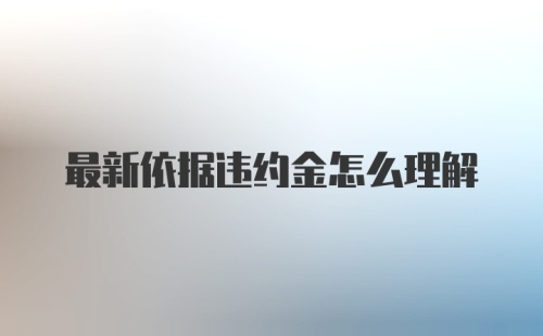 最新依据违约金怎么理解