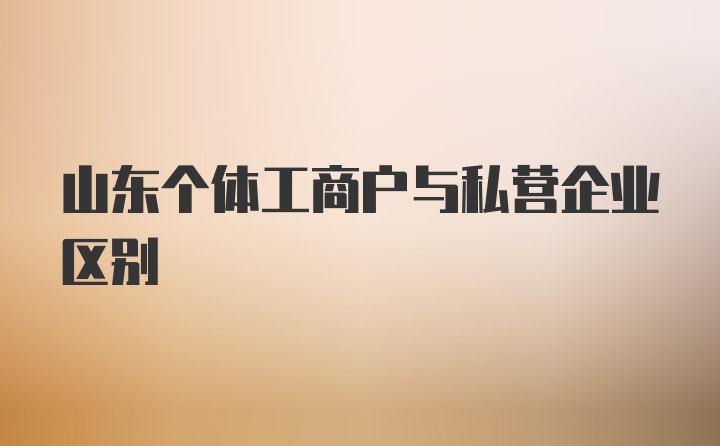 山东个体工商户与私营企业区别