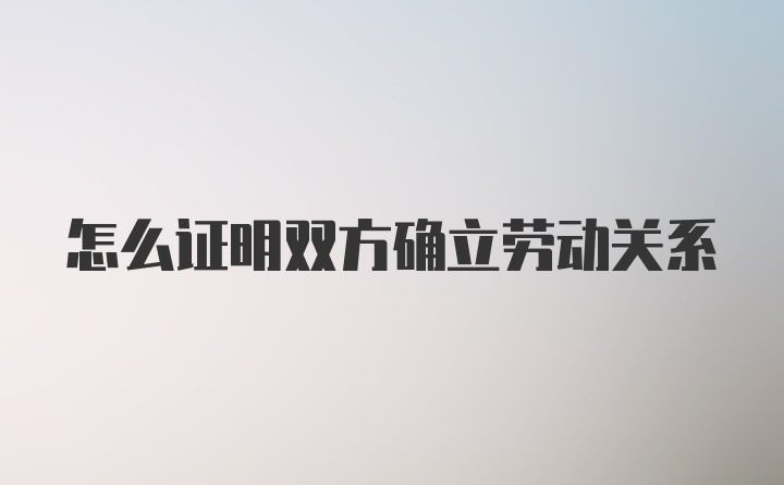 怎么证明双方确立劳动关系