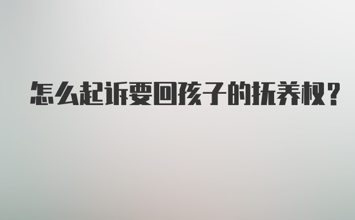 怎么起诉要回孩子的抚养权？