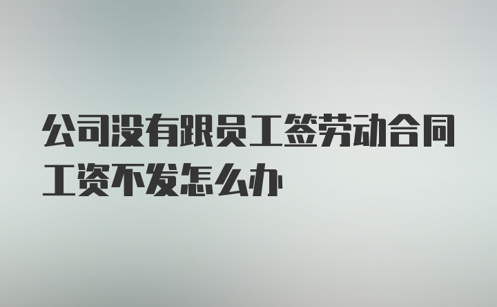 公司没有跟员工签劳动合同工资不发怎么办