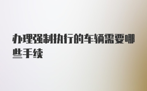 办理强制执行的车辆需要哪些手续