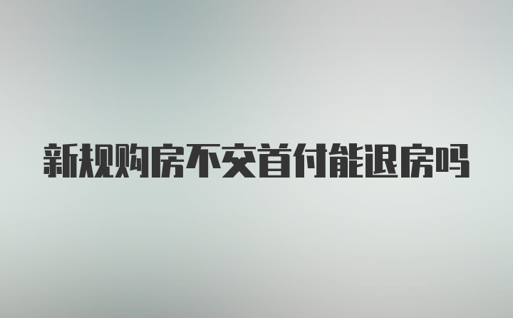 新规购房不交首付能退房吗