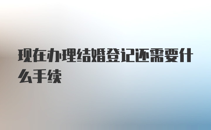 现在办理结婚登记还需要什么手续