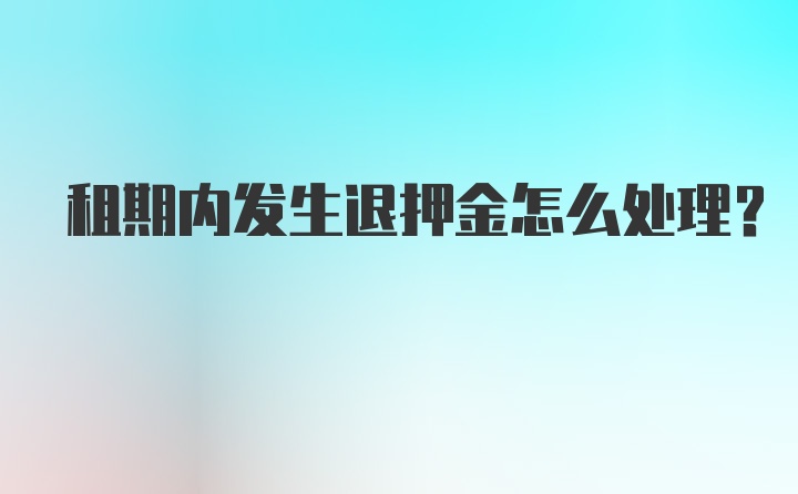 租期内发生退押金怎么处理？