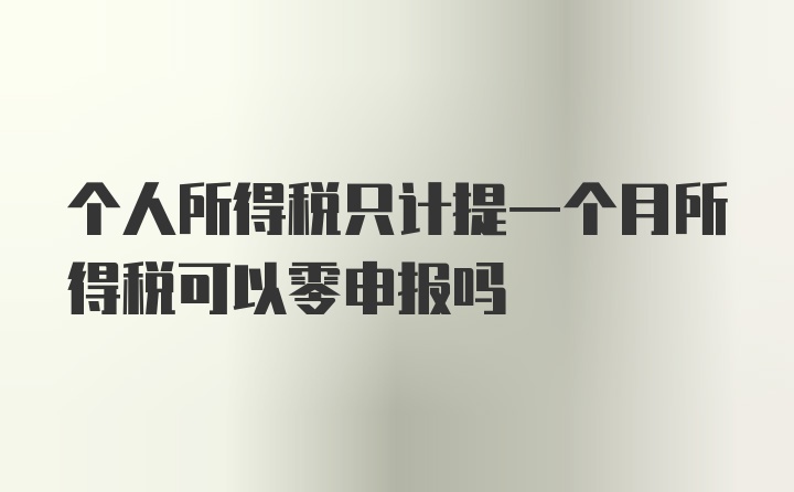 个人所得税只计提一个月所得税可以零申报吗