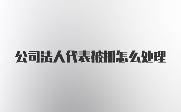 公司法人代表被抓怎么处理